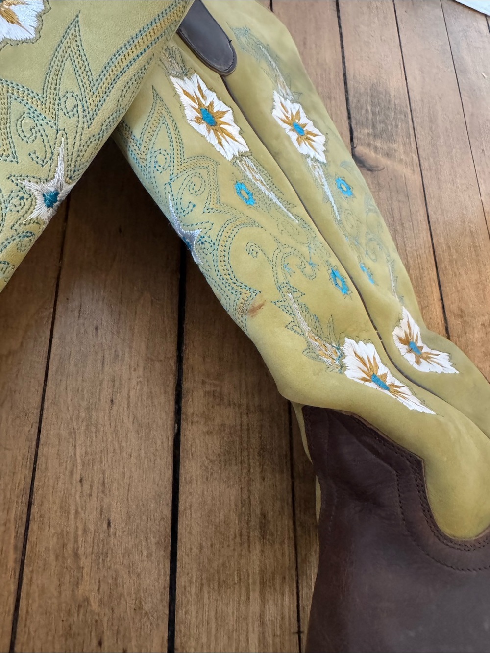 Double H Sonora Buckaroo Boho Floral Embroidered Suede Western Cowboy Boots - Picture 5 of 11